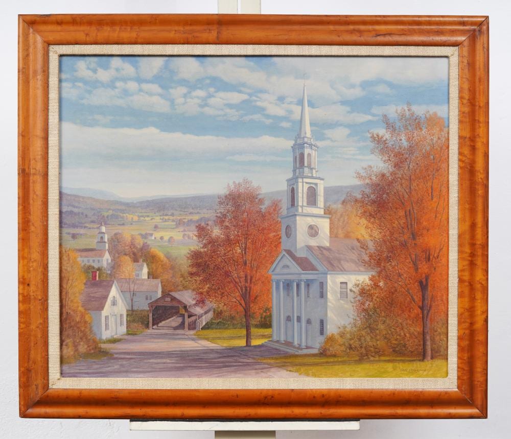 Carl Wuermer comparable auction result: carl wuermer 1900 1981 covered bridge in vermont large signed fall impressionist oil painting