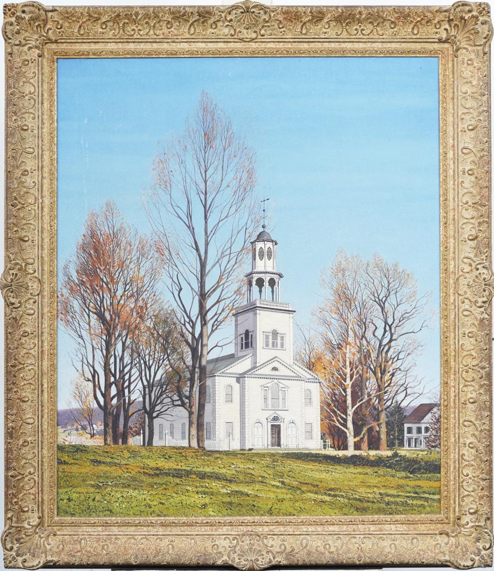 Carl Wuermer comparable auction result: carl wuermer 1900 1981 bennington vermont church large signed fall impressionist oil painting