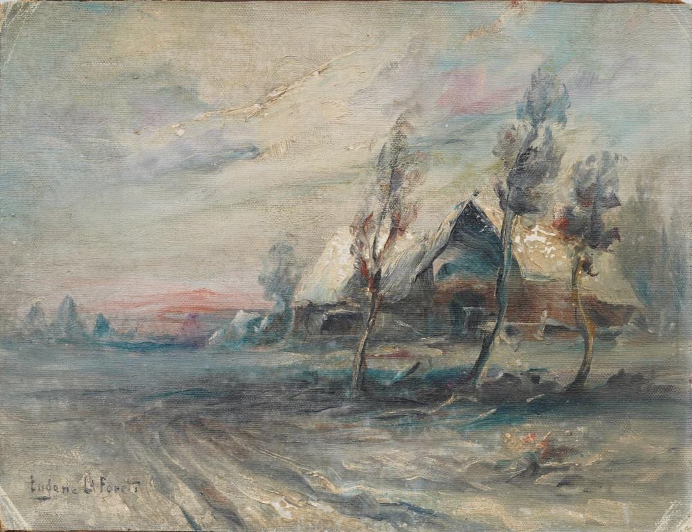 Eugene La Foret comparable auction result: eugene la foret 1884 1955 antique american impressionist winter landscape original oil painting