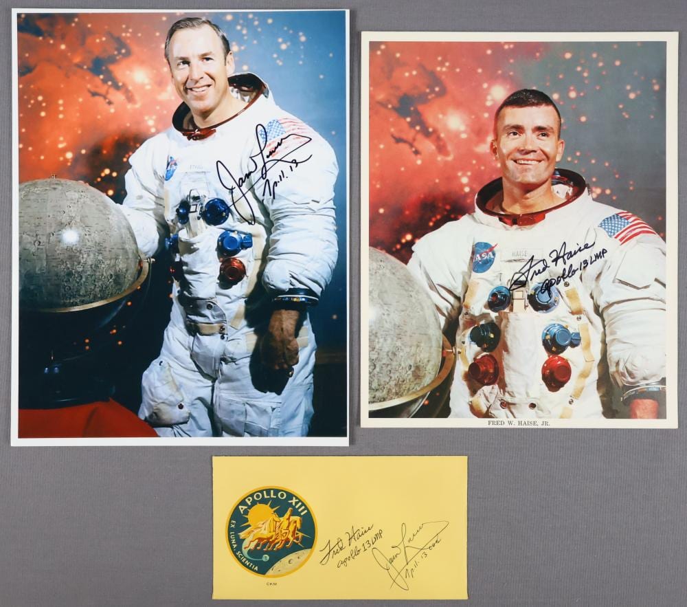 James Lovell comparable auction result: james lovell signed photograph fred haise signed lithograph lovell haise signed apollo 13 cover