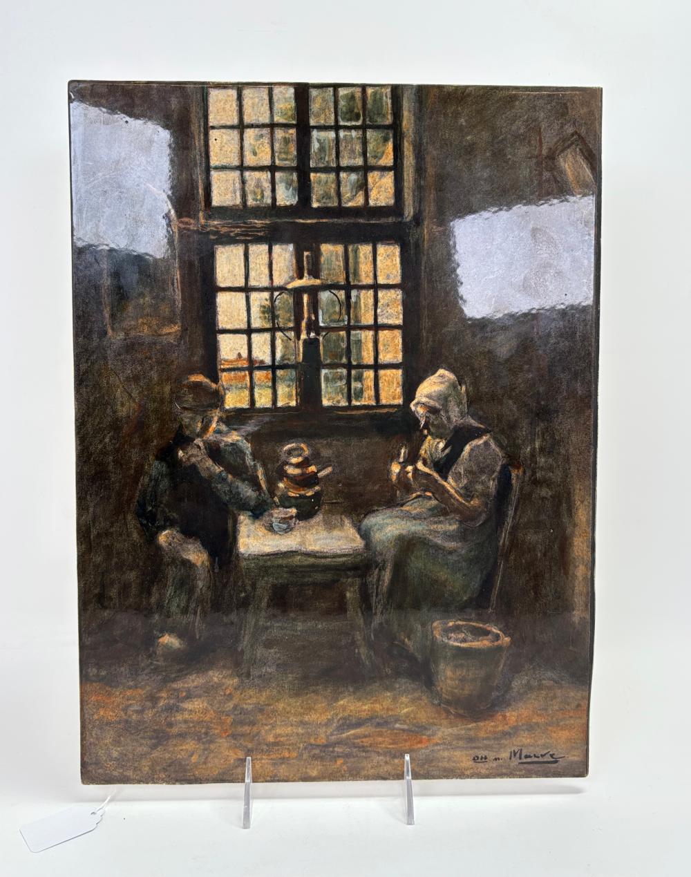 Anton Mauve Original Painting Gouda Ceramic Plaque sold by Eddie's Auction, lot 226 — auction record photograph