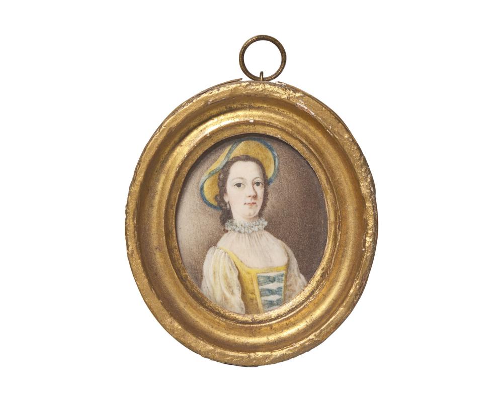 Peter Paul Lens comparable auction result: peter paul lens english 1714 1754 a portrait miniature of a young lady in yellow dress and hat