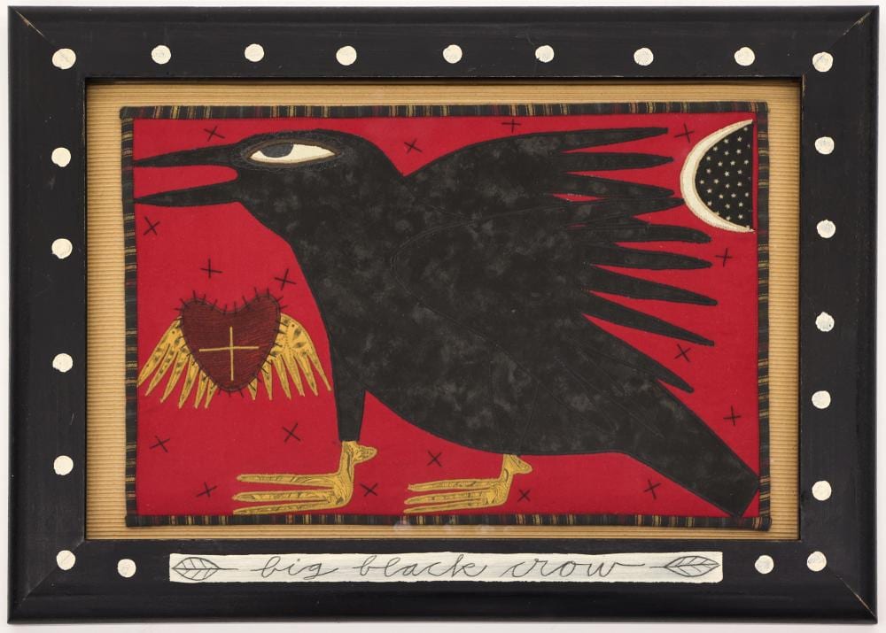 Chris Roberts-Antieau comparable auction result: chris roberts antieau big black crow fabric art