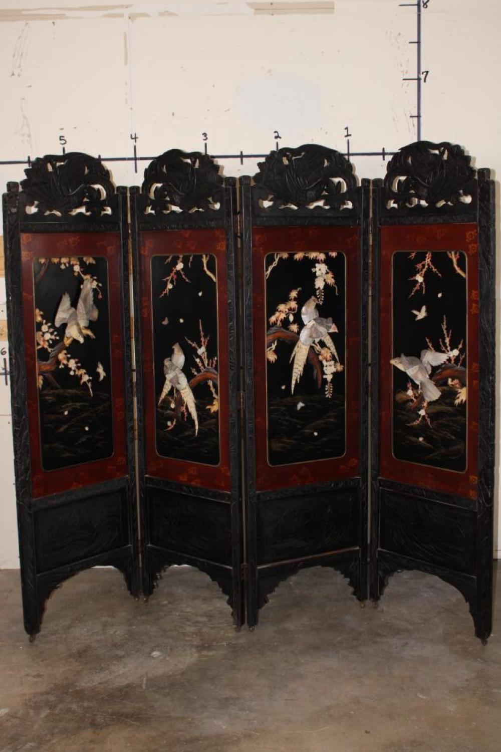 Auction comp thumbnail for Antique Japanese Meiji Period Shibayama Inlaid 4 Panel Screen (Western Sportsman, Lot 716A)