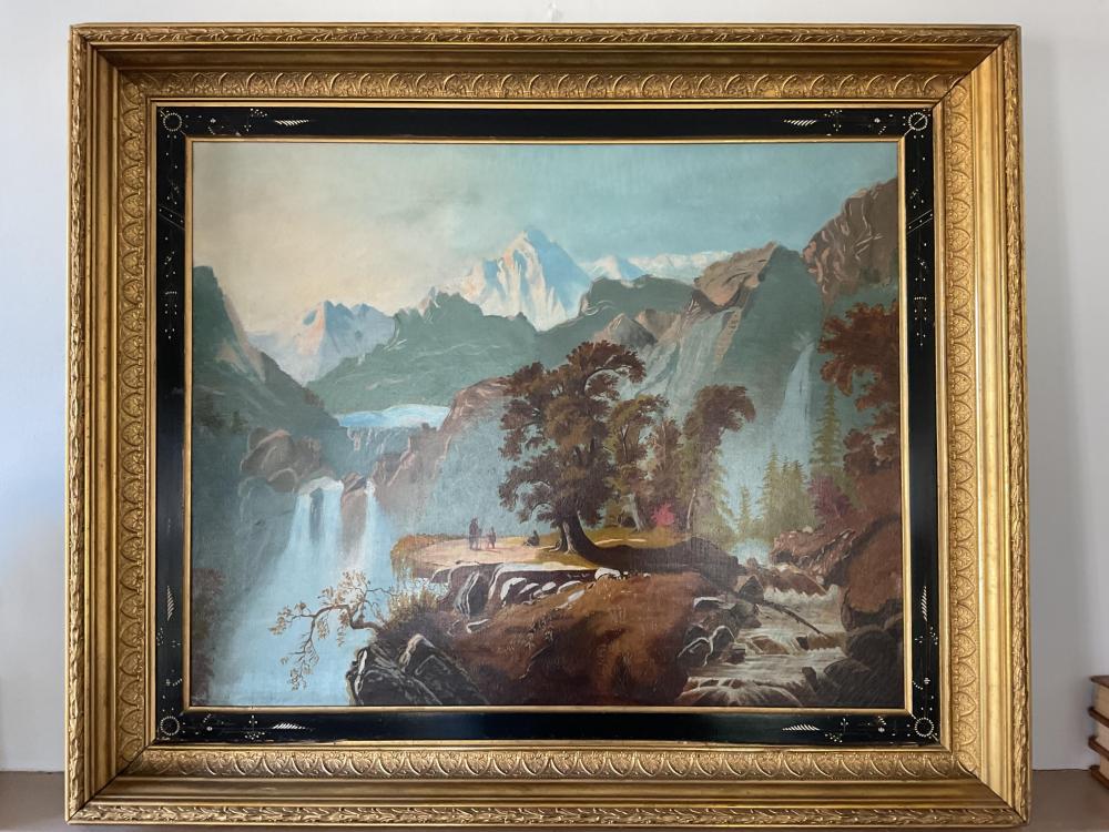 Large Antique 19th Century Oil Painting in Tribute to ‘The Last of the Mohicans’ sold by Diederich Auction Gallery, lot 93 — auction record photograph