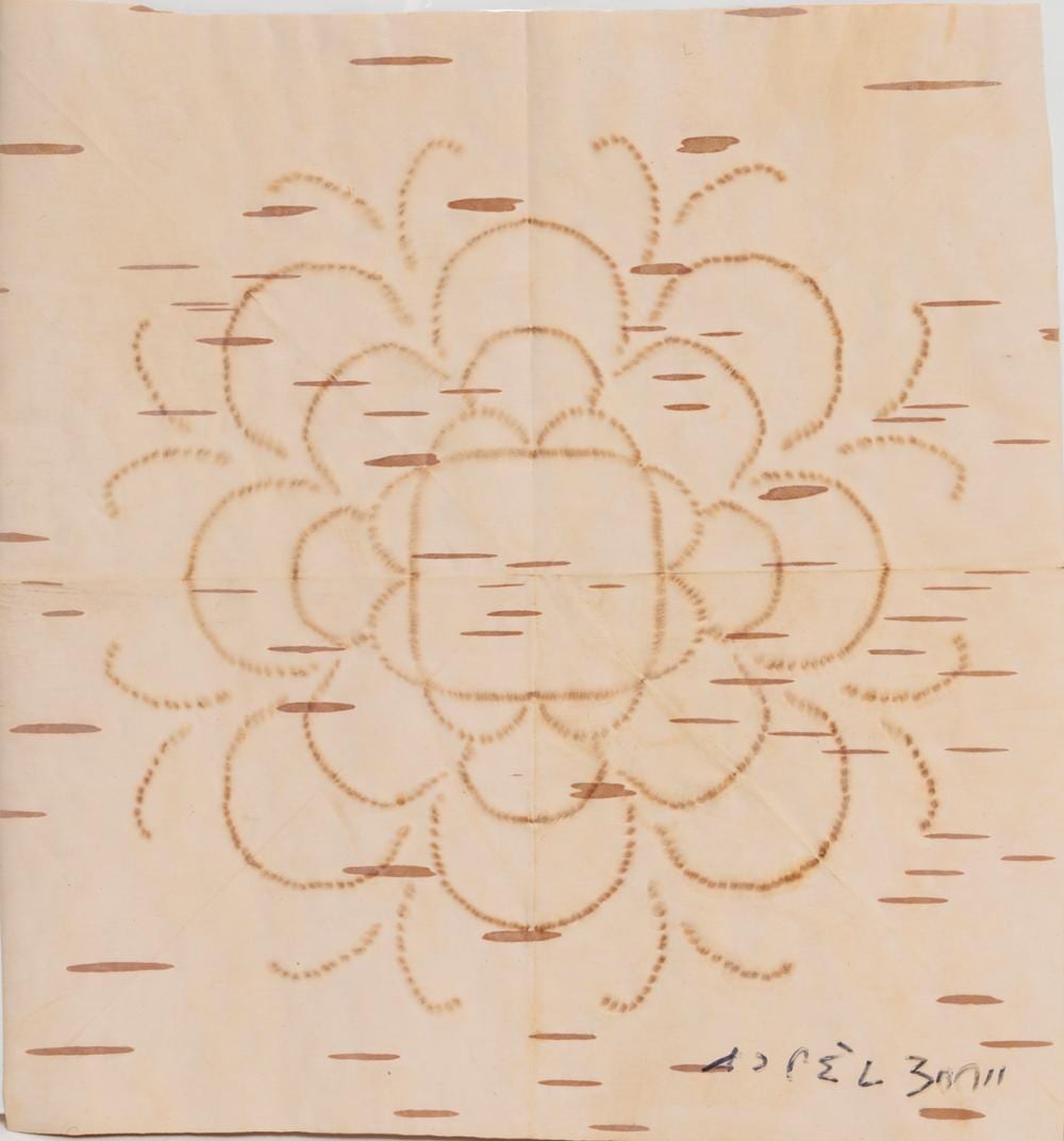Angelique Merasty comparable auction result: angelique merasty flower with square centre