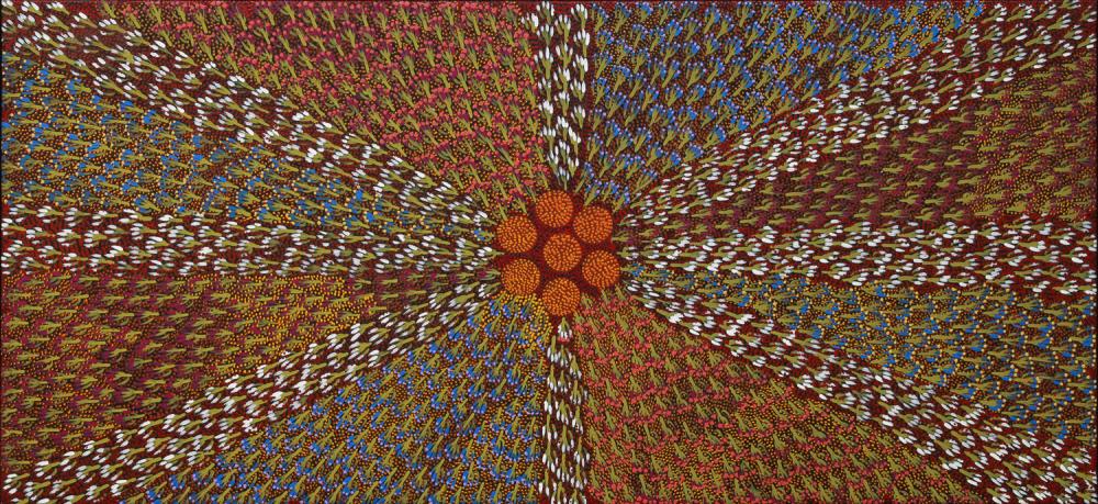 Janet Forrester Ngala comparable auction result: janet forrester ngala sugar bag dreaming acrylic on canvas 88cm x 189cm