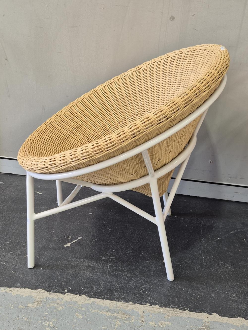 Terence Conran comparable auction result: terence conran a mid century design rattan cone chair on white enamel steel base 84cm dia 84cm h 72cm d