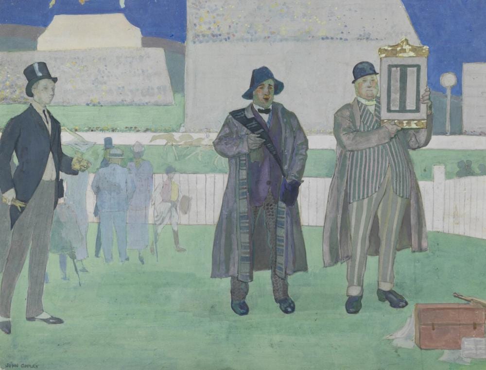 John Copley comparable auction result: john copley english 1875 1950 paying the winners at the derby epsom
