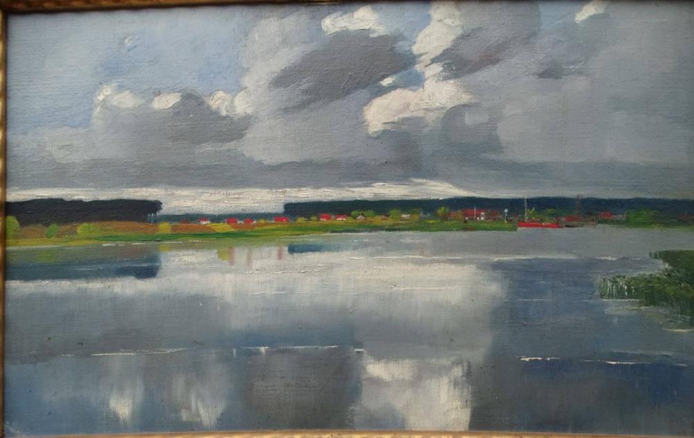 Julius Wohlers comparable auction result: julius wohlers 1867 1953 attrib landschaft an der unterelbe l platte ca 31x48 cm breit gerahmt rg 48x64 cm verso beschriftet