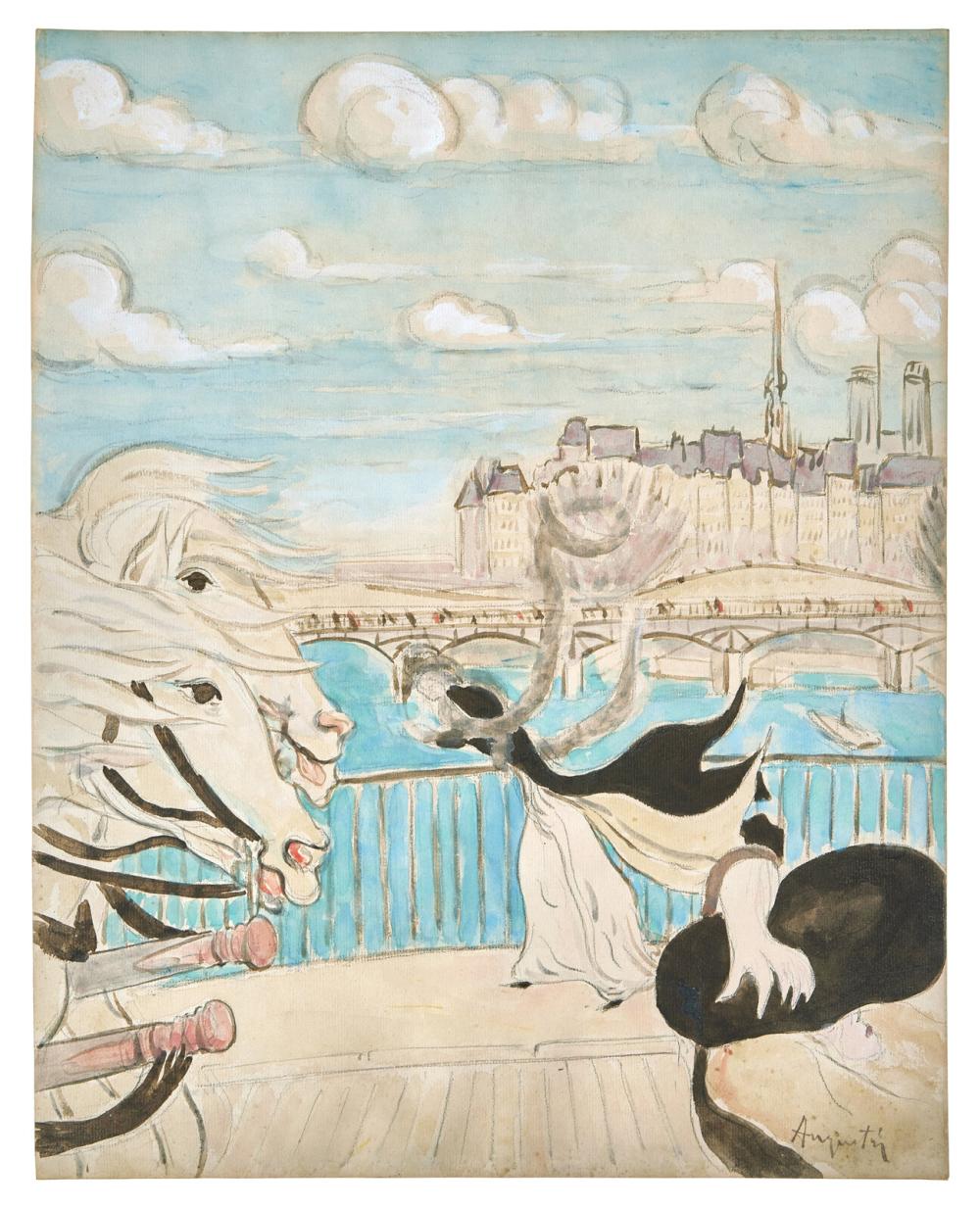 Louis Anquetin comparable auction result: louis anquetin french 1861 1932 coup de vent sur le pont des saint p res c 1889