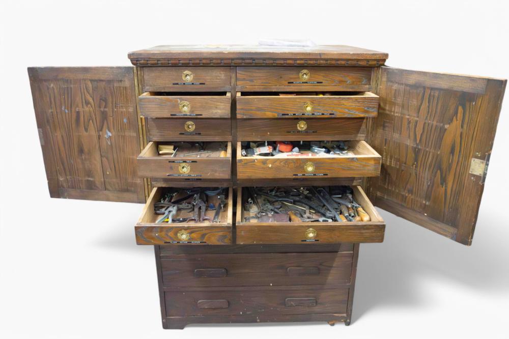 Auction comp thumbnail for Antique Wooden Machinist Tool Chest or Cabinet. (Direct Auction Galleries, Inc., Lot 301B)