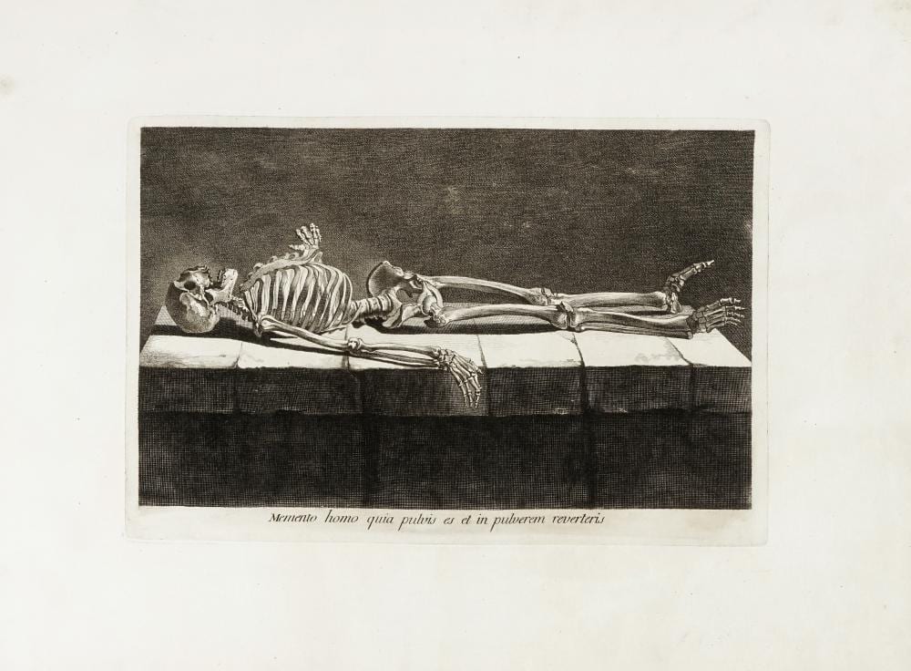 Jacques Gamelin comparable auction result: jacques gamelin memento homo quia pulvis es et in pulverem reverteris a toulouse imprimerie de j f desclassan mdcclxxix 1779
