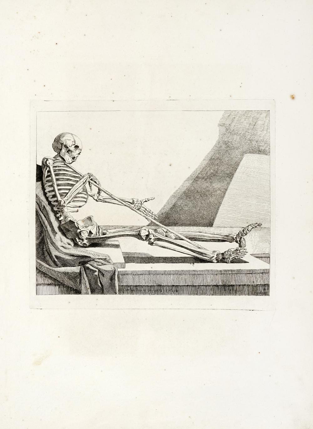 Jacques Gamelin comparable auction result: jacques gamelin scheletro seduto con lungo bastone a toulouse imprimerie de j f desclassan mdcclxxix 1779