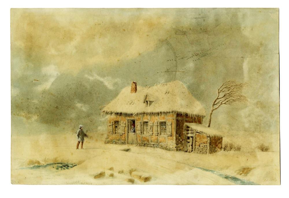 Nicolas Joseph Kellin comparable auction result: nicolas joseph kellin casa innevata con figura
