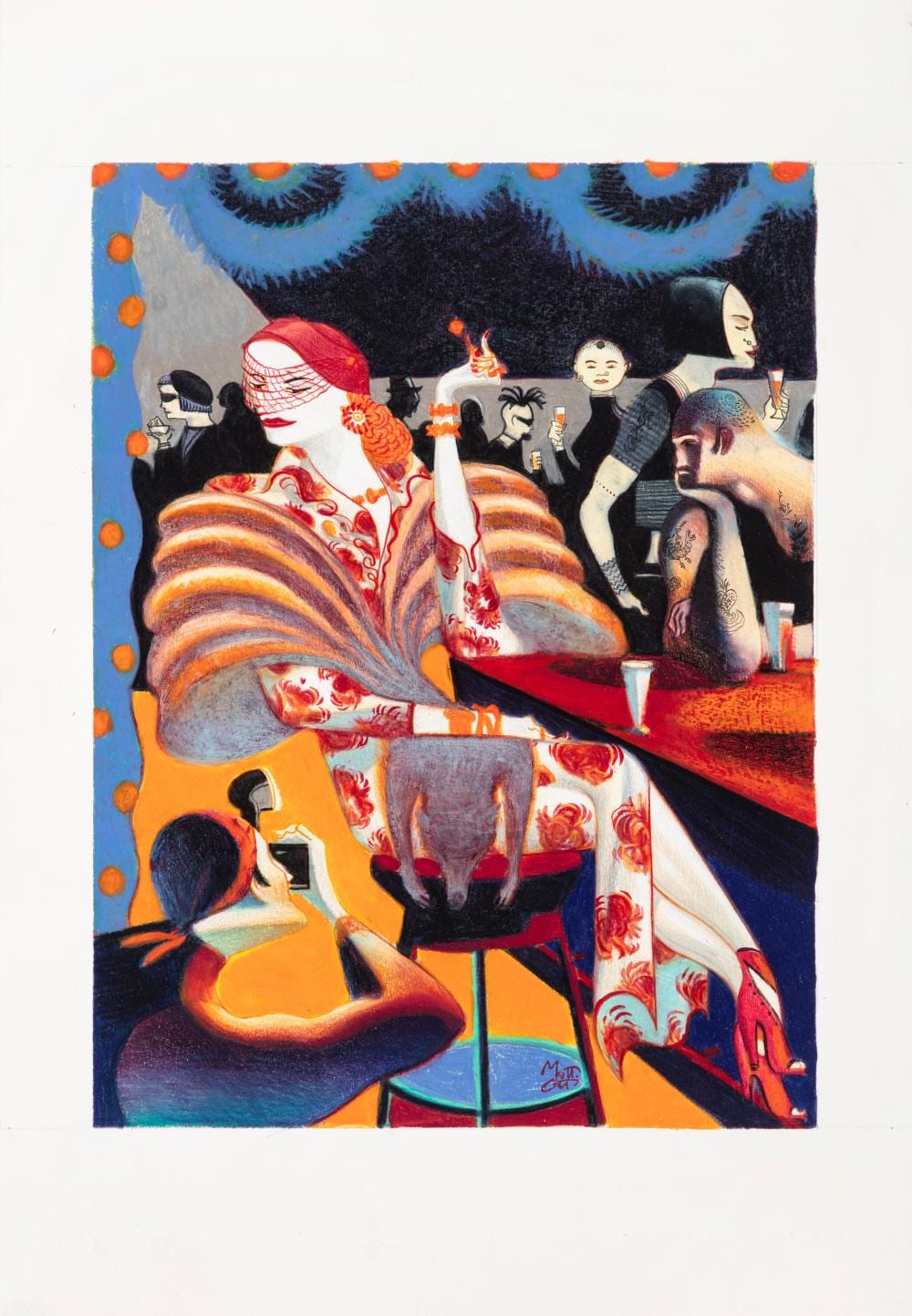 Lorenzo Mattotti comparable auction result: lorenzo mattotti the new yorker night life 2000
