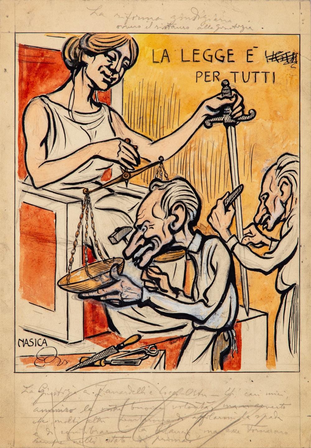 Augusto Majani comparable auction result: nasica augusto majani la legge per tutti early 1900s