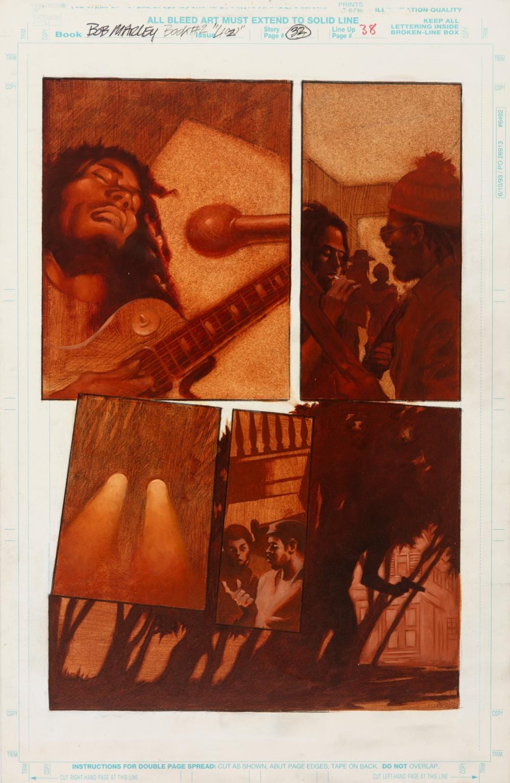 Gene Colan comparable auction result: gene colan bob marley tale of the tuff gong 1995