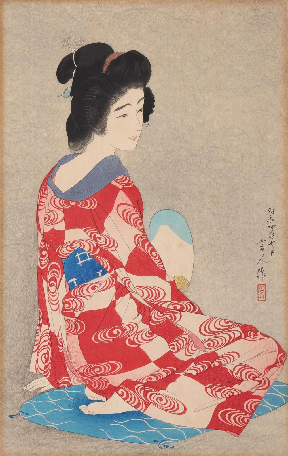 Torii Kotondo comparable auction result: torii kotondo japanese 1900 1977 nagajuban long undergarment 1929 woodblock in colors