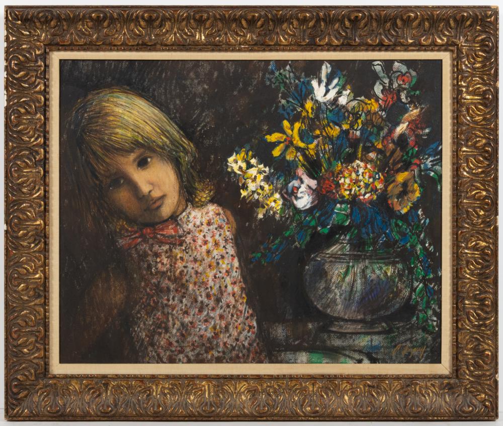 Carlos Irizarry comparable auction result: carlos irizarry puerto rican 1938 2017 portrait of a girl with flowers