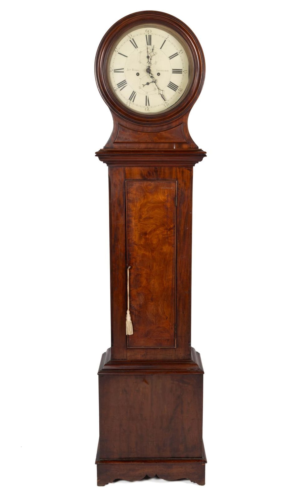 john ross scottish active 18th 19th century mahogany barrel head tall case clock · Jeffrey S. Evans & Associates · 2025-04-26 John Ross comparable auction result: john ross scottish active 18th 19th century mahogany barrel head tall case clock