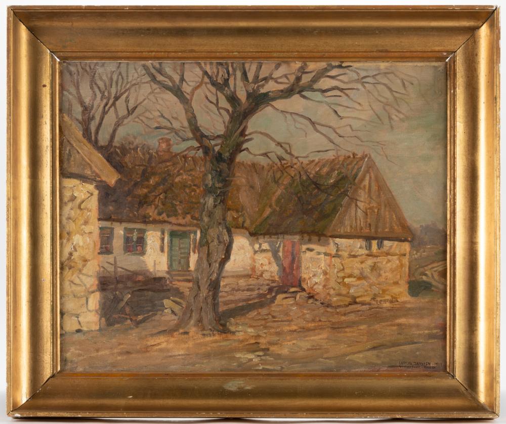 Luplau Janssen comparable auction result: luplau janssen danish 1869 1927 cottage farm landscape painting