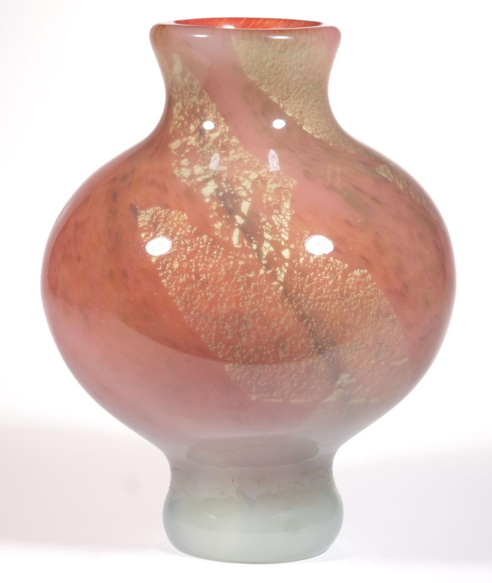 andre delatte french 1887 1953 attributed cased and mottled silver foil art glass vase · Jeffrey S. Evans & Associates · 2025-04-24 Andre Delatte comparable auction result: andre delatte french 1887 1953 attributed cased and mottled silver foil art glass vase