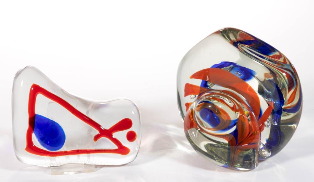 Robert Willson comparable auction result: robert willson american 1912 2000 abstract studio art glass sculptures lot of two