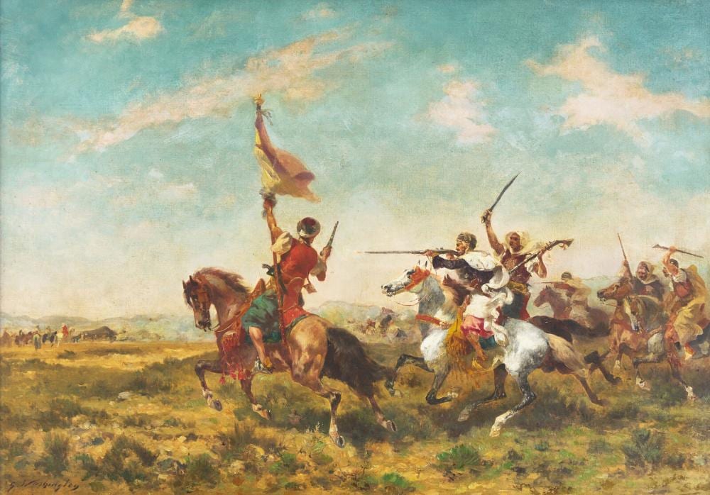 Georges Washington comparable auction result: georges washington french 1827 1910 horsemen on the attack