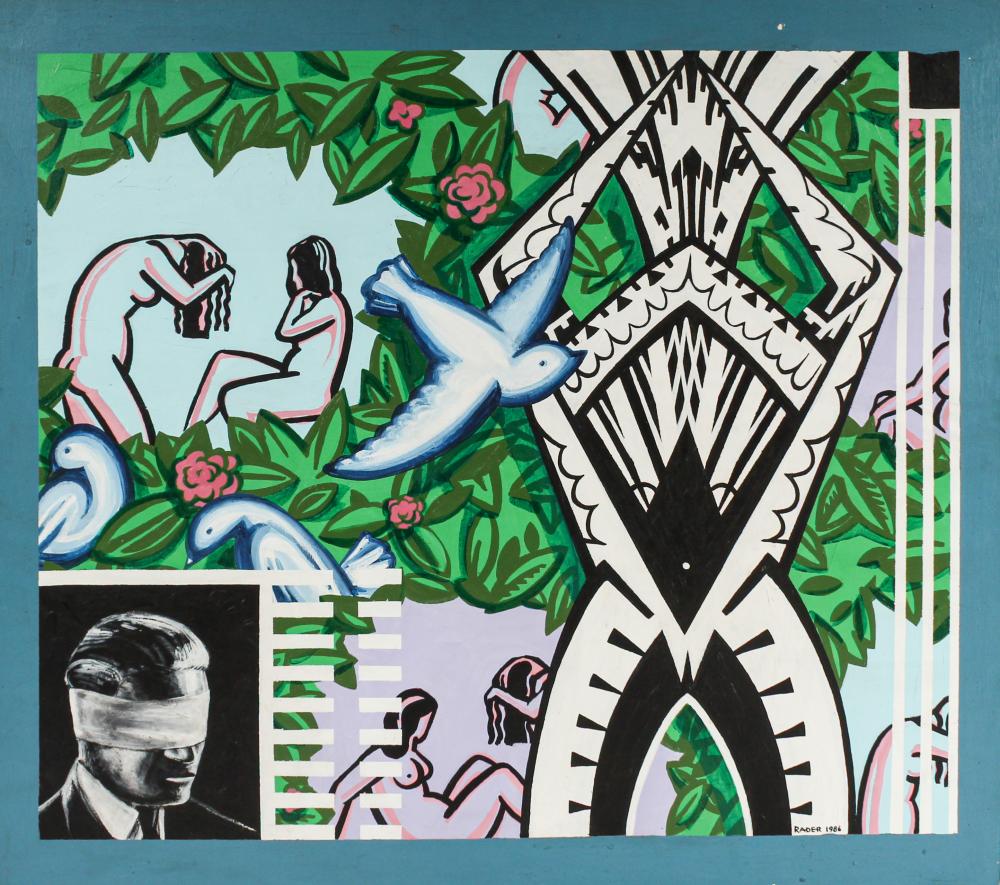Mason Rader comparable auction result: mason rader american b 1961 seperate worlds large acrylic on canvas painting