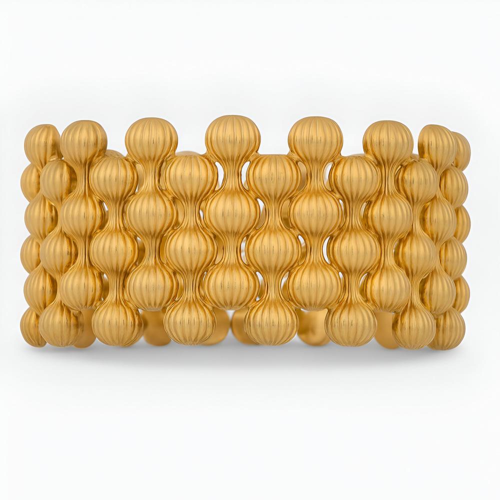 Arno Malinowski comparable auction result: estate georg jensen iconic rare wide 18k gold onion bracelet by arno malinowski