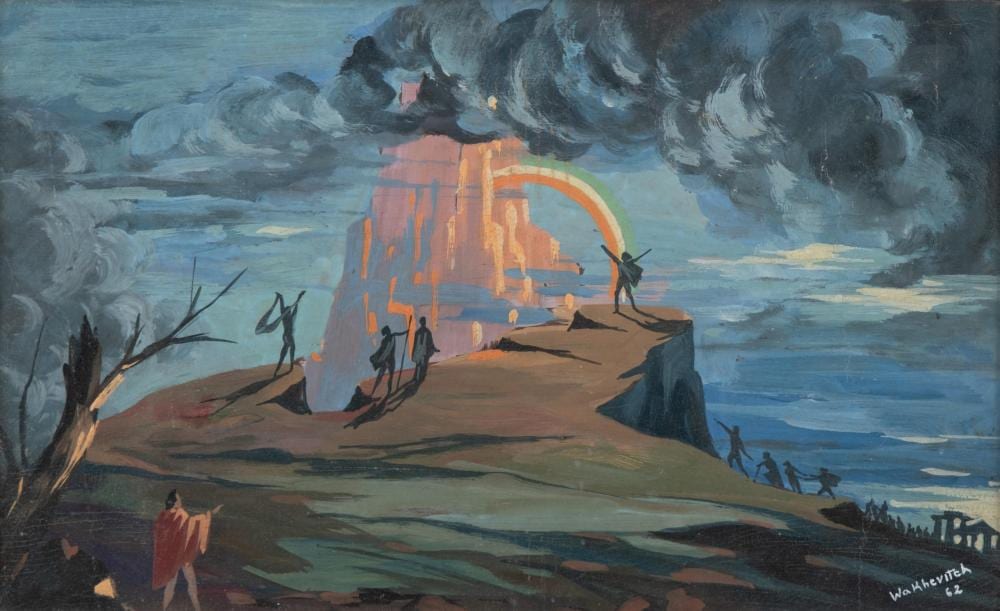 Georges Wakhevitch comparable auction result: georges wakhevitch 1907 1984 apocalypse signed surrealist oil painting on paper 1962