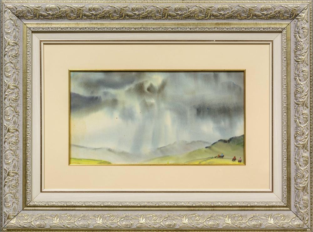 richard cheales sa 20th c mixed media landscape with horsemen signed 28 x 52 · 5th Avenue Auctioneers · 2025-04-16 Richard Cheales comparable auction result: richard cheales sa 20th c mixed media landscape with horsemen signed 28 x 52