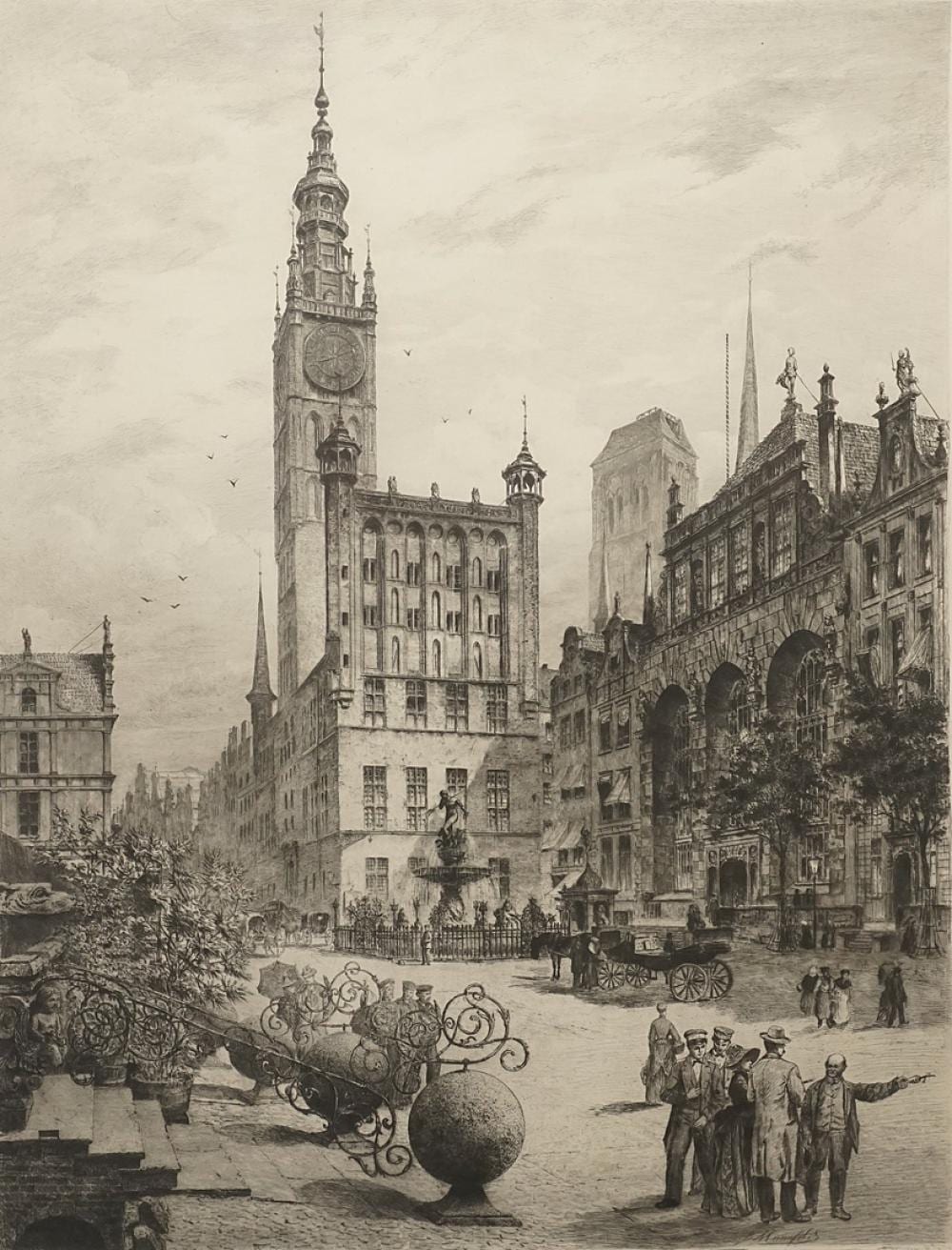 Bernhard Mannfeld comparable auction result: bernhard mannfeld 1848 1925 langer markt in danzig long market square in gdansk