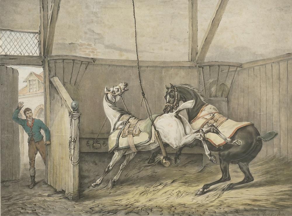 Jean Pierre Marie Jazet comparable auction result: jean pierre marie jazet 1788 1871 in the horse stable