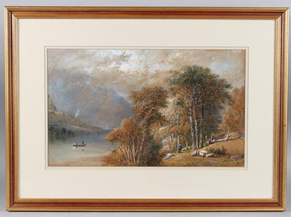 aaron edwin penley 1807 1870 mountain landscape with sheep on a wooded lakeside watercolour signed and dat · John Nicholson's Fine Art Auctioneers & Valuers · 2025-04-23 Aaron Edwin Penley comparable auction result: aaron edwin penley 1807 1870 mountain landscape with sheep on a wooded lakeside watercolour signed and dat