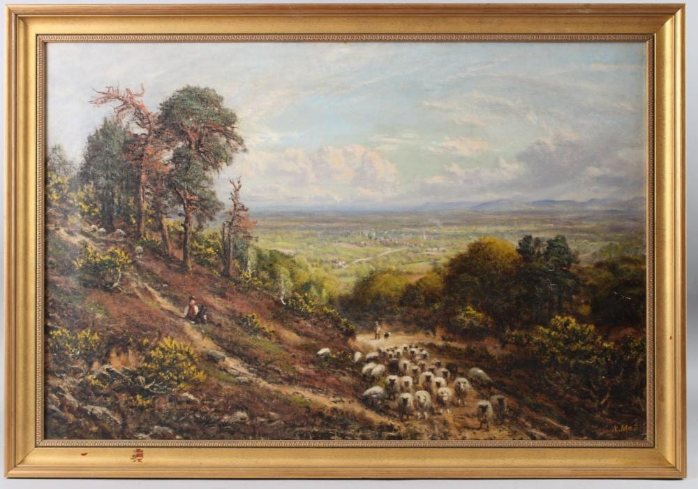 George William Mote comparable auction result: george william mote 1832 1909 landscape with shepherd and flock of sheep oil on canvas signed
