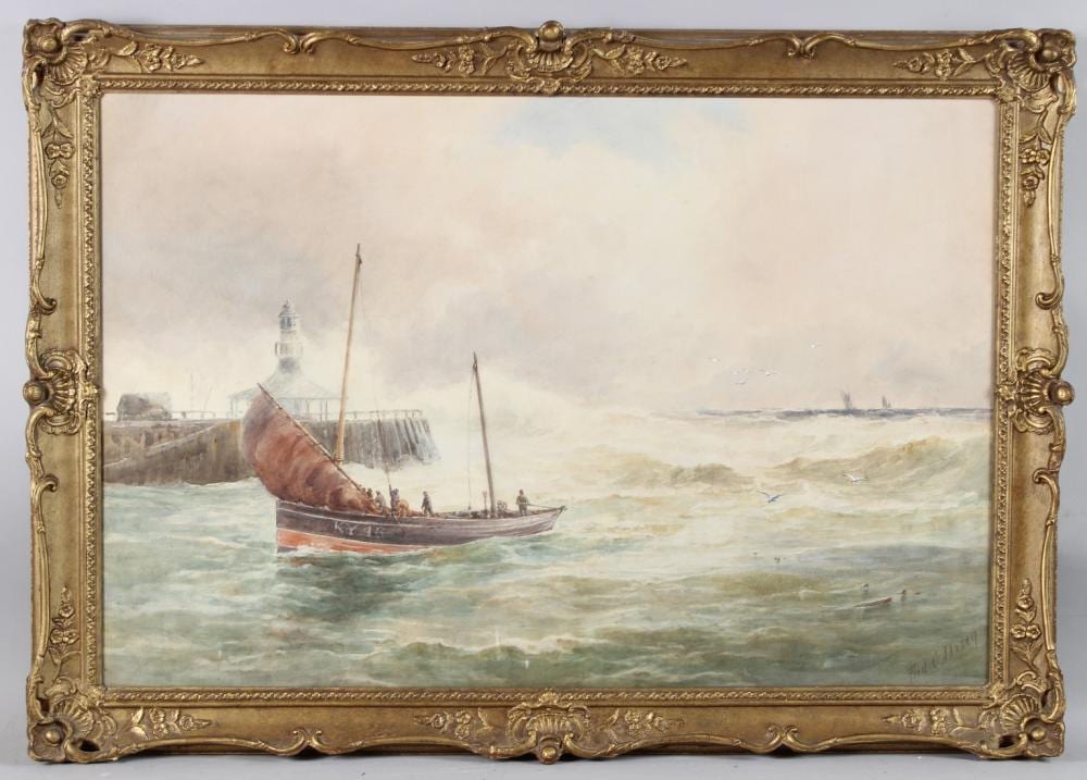 Frederick Charles Dixey comparable auction result: frederick charles dixey act 1877 1920 fishing boat returning to harbour watercolour signed 50