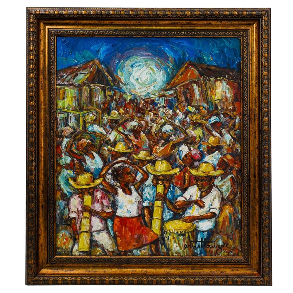 Ernst Louizor comparable auction result: ernst louizor haitian 1938 2011 att rara 1990 oil on canvas art 23 1 2 x 19 frame 29 3 4 x 26