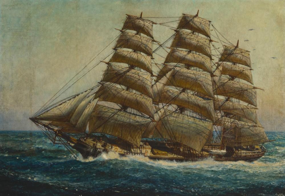 Hernando Gonzallo Villa comparable auction result: hernando gonzallo villa 1881 1952 clipper ship at sea