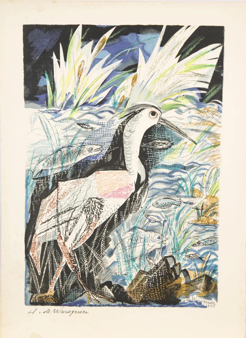 Henry de Waroquier comparable auction result: henry de waroquier 1881 1970 l chassier 1961 lithographie s