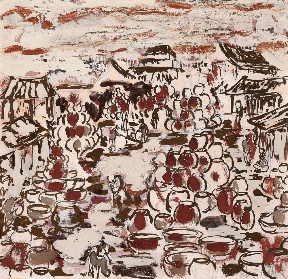 IAN FAIRWEATHER, MARKET SCENE, PEKING, c.1945 sold by Deutscher and Hackett, lot 13 — auction record photograph