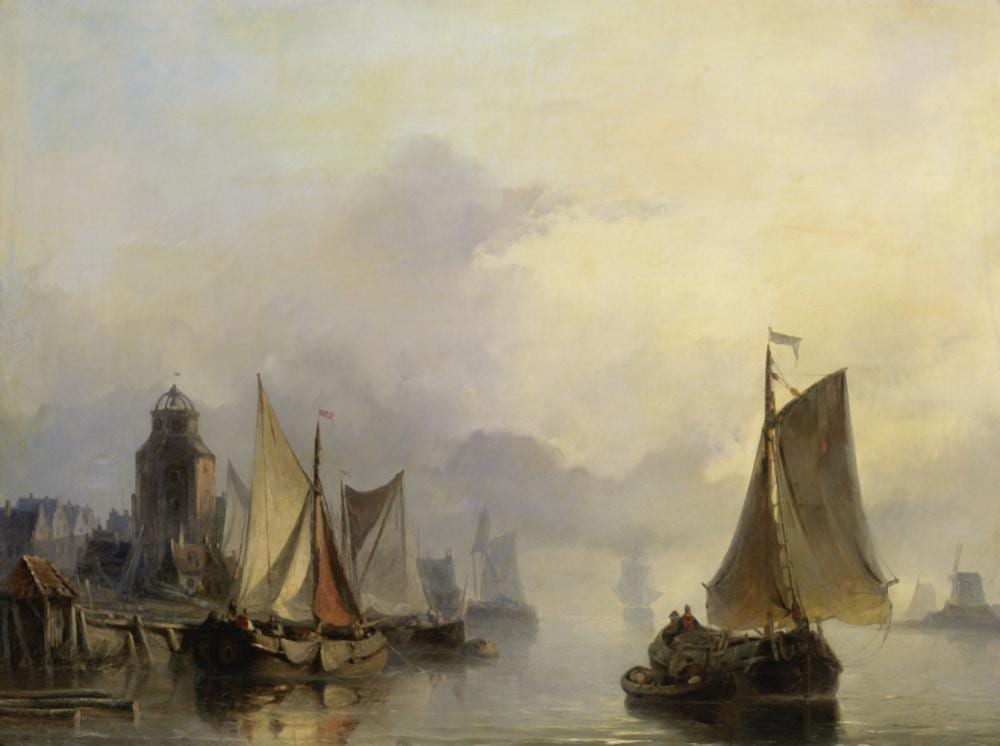 Christiaan Lodewijk Willem Dreibholtz comparable auction result: christiaan lodewijk willem dreibholtz dutch 1799 1874 sailing vessels in a dutch harbour