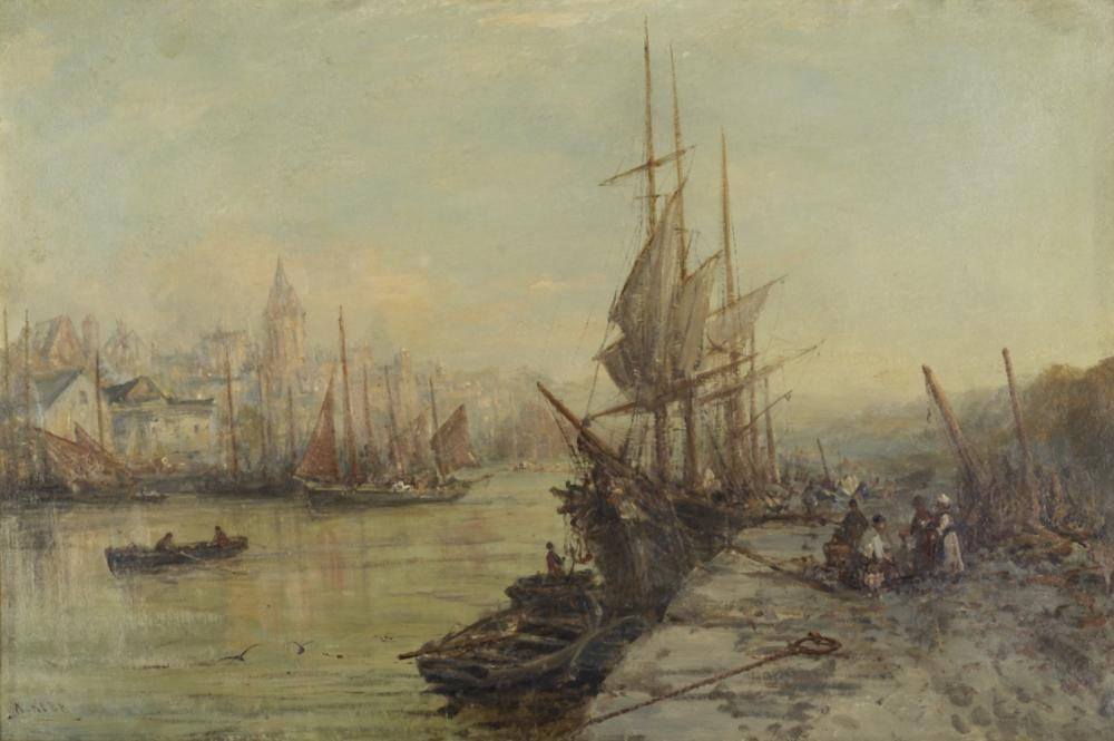 William Edward Webb comparable auction result: william edward webb british 1862 1903 fishing boats at anchor in peel harbour