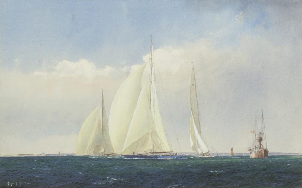Martyn R. Mackrill comparable auction result: martyn richardson mackrill british born 1962 endeavour astra and candida rounding calshot spit lightship 1933