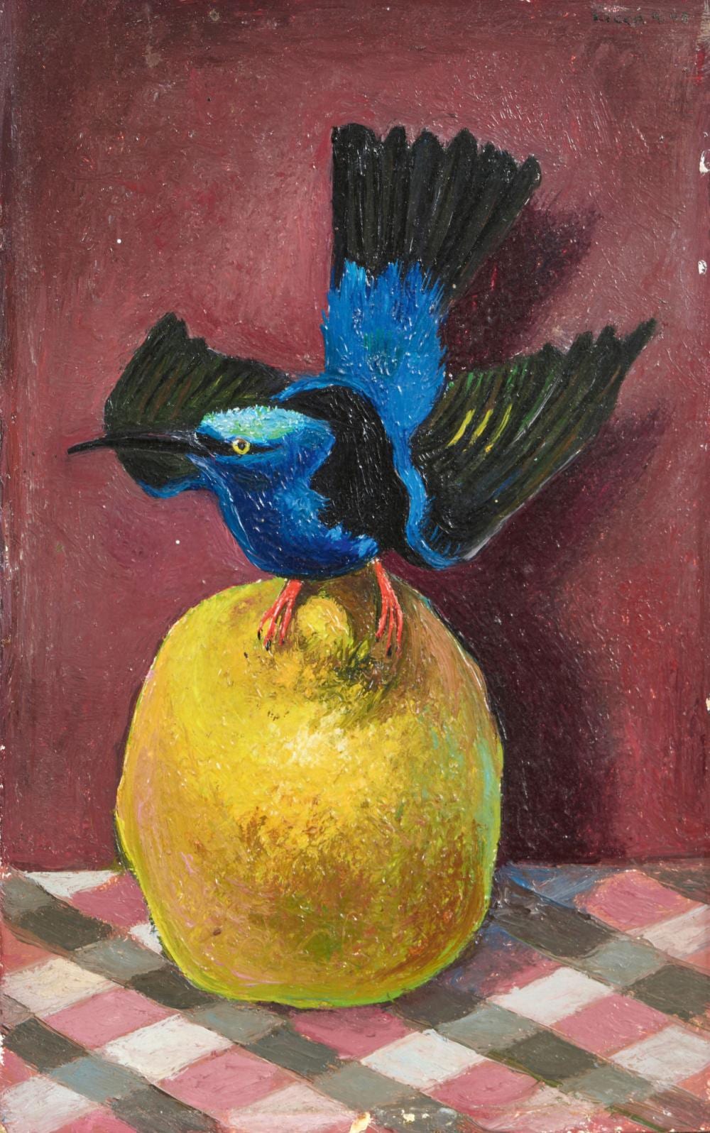 Erich Ricco comparable auction result: ricco eigtl wassmer erich stillleben vogel auf zitrone