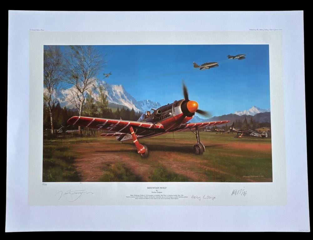 Nicolas (1936) comparable auction result: multi signed limited edition colour military print titled mountain wolf signed by nicolas