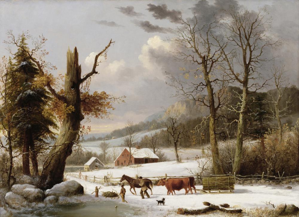 George Henry Durrie comparable auction result: george henry durrie 1820 1863 gathering wood for winter 26 1 8 x 36 1 4 in 66 4 x 92 1 cm painted in 1855