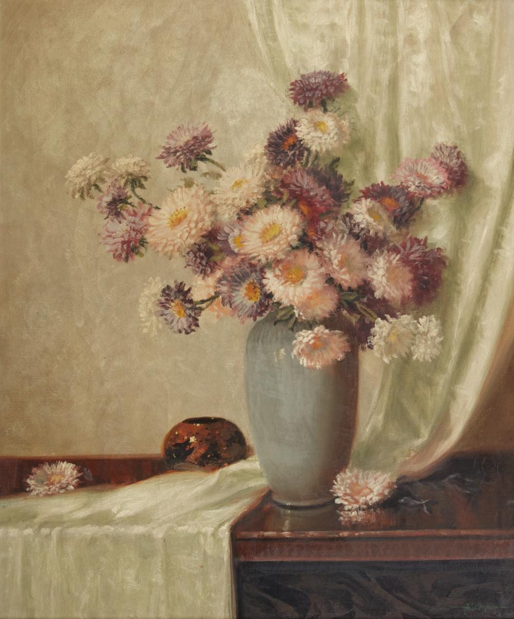 A D Greer comparable auction result: a d greer american 1904 1998 still life of flowers in a vase oil on canvas 30 x 25in 75 x 62 5cm