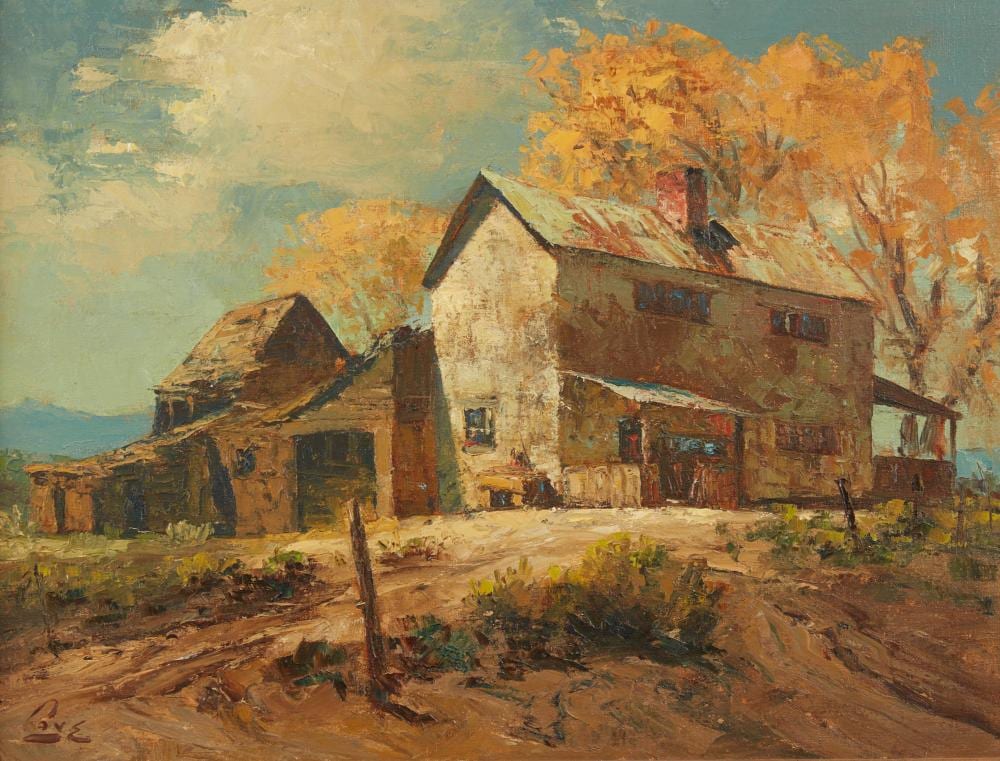 Ralph Love comparable auction result: ralph love american 1907 1992 farmhouse temecula california oil on canvas 18 x 24in 45 x 60cm